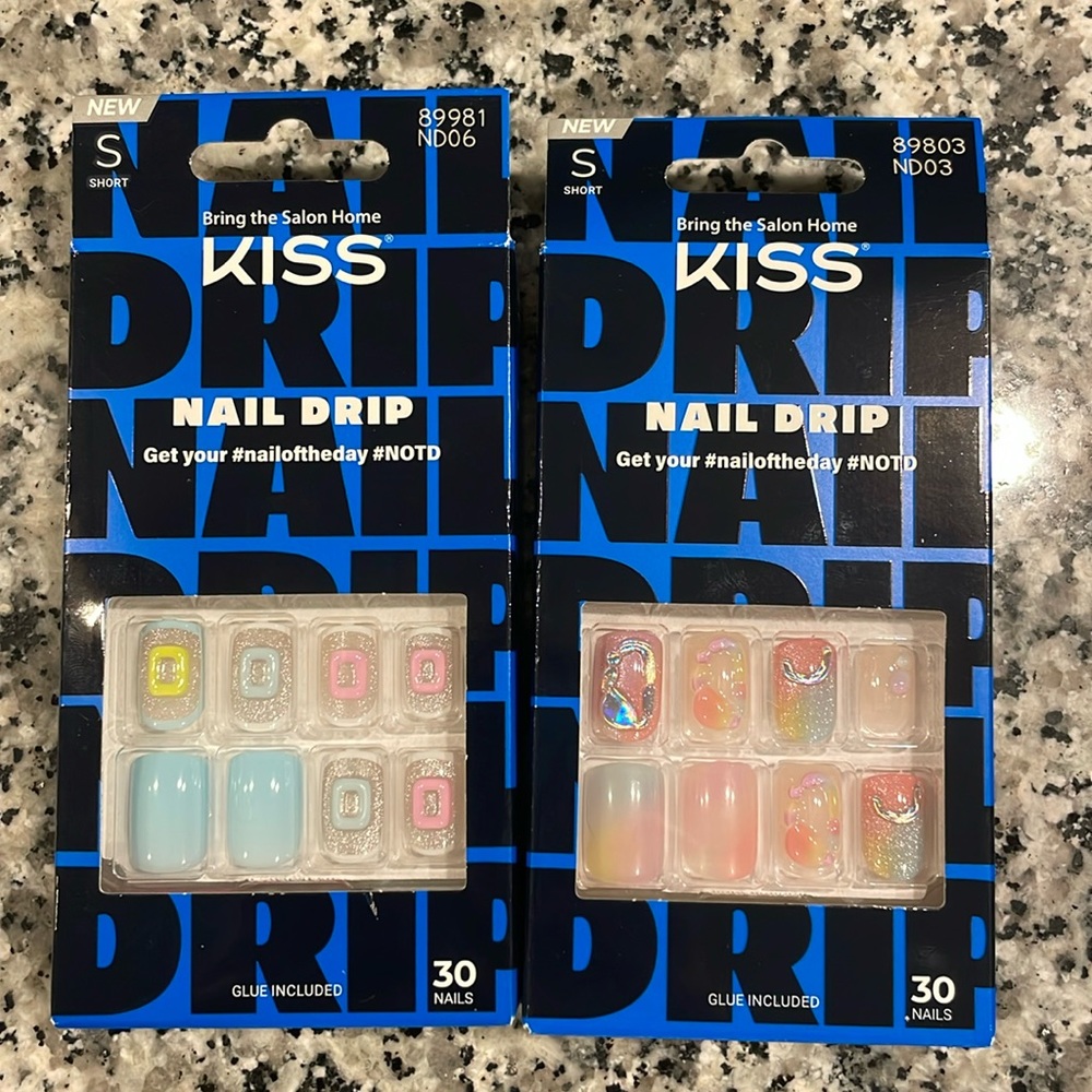 2 pairs kiss nail drip nails.